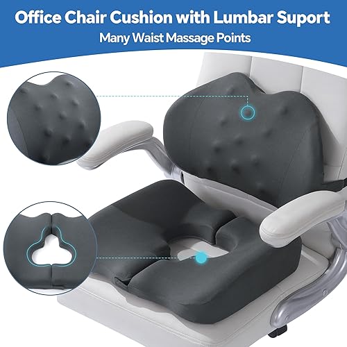 Miniatura 3 de HOMBYS Almohada de dona para el dolor de coxis con soporte lumbar, cojines para dolor de cama para trasero, almohadilla de coxis firme de espuma