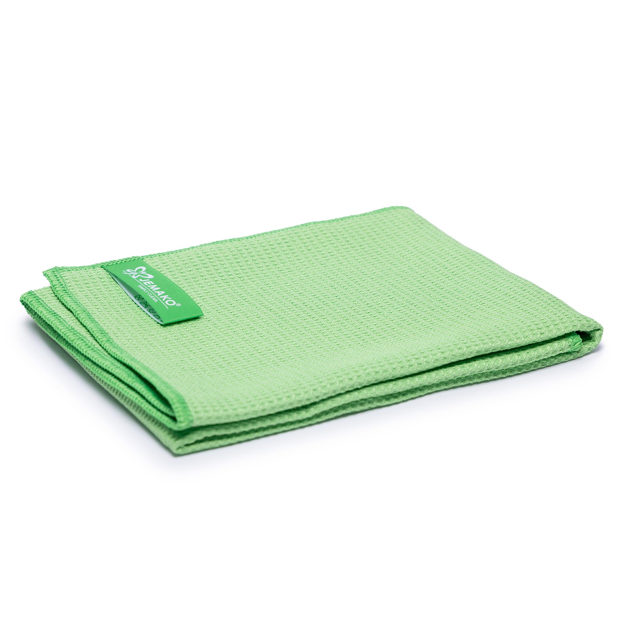 Jemako Set di 3 panni asciutti, in microfibra, per asciugare e lucidare senza aloni, 60 x 45 cm, senza pelucchi, per finestre, auto, specchi, vetro, acciaio inox, verde