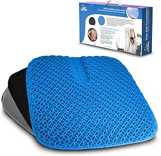 Gel Seat Cushion for Hip Pain Long Sitting, Large Size Chair Pad Sciatica Pillow, Gel Cushion for Office Chair, Wheelchair and Car Seat. Pressure Relief Gel Seat with 2 Removable and Washable Covers