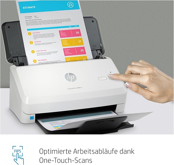 HP ScanJet Pro 2000 s2 Scanner Single Sheet Feed 50-Sheet ADF USB 3.0 Up to 3500 Pages Daily Shortcuts