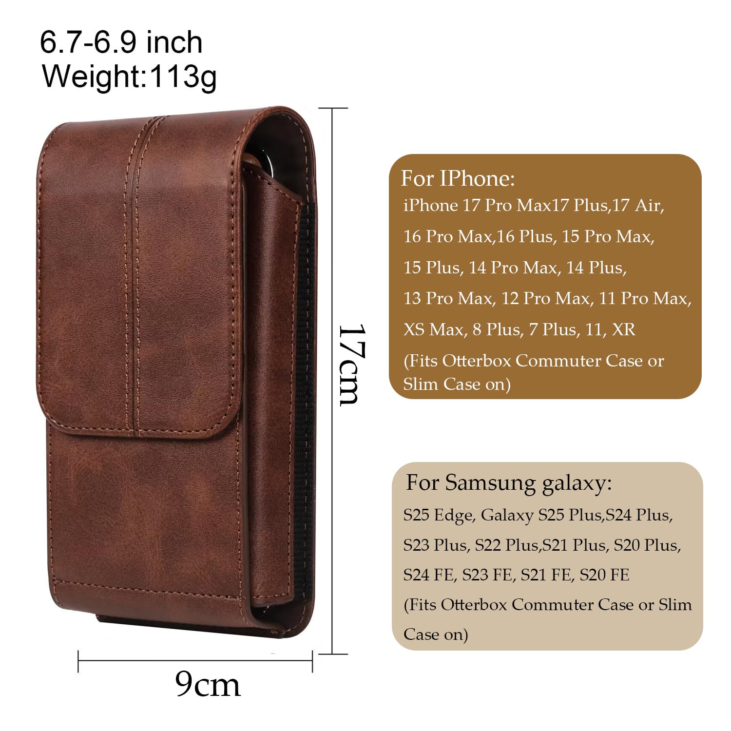 Herren Handy Gürteltasche Handytasche Gürtel Holster Leder Tasche Gürtelclip Hülle Case mit Card Slots für iPhone 17 16 15 14 13 12 Pro Max 7 8 Plus, Samsung Galaxy S25 S24 S23 S22 Plus S21 S20 FE