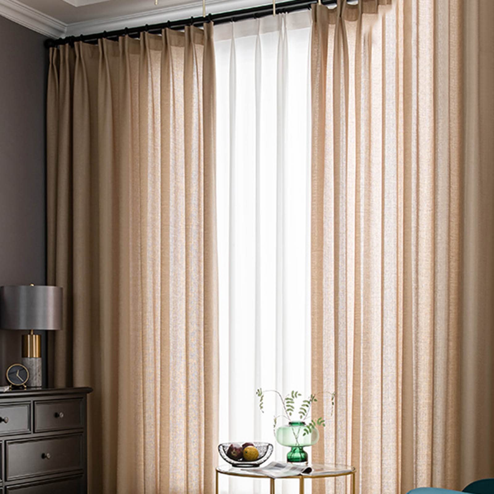 Rideaux semi-transparents anti-regards pour salon lumineux et aéré : lot de 2 panneaux robustes