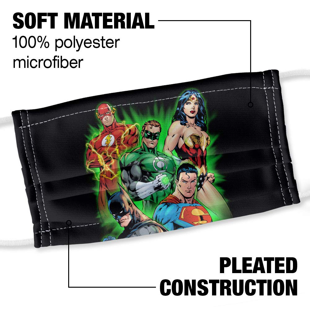 Justice League Will Power 1-Ply Reusable Face Mask Covering with Adjustable Nose Wire, Unisex