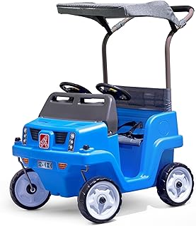 Step2 Side-by-Side Push Around SUV, 2-Seater Kids Push Car with Seat Belts, Dual Steering