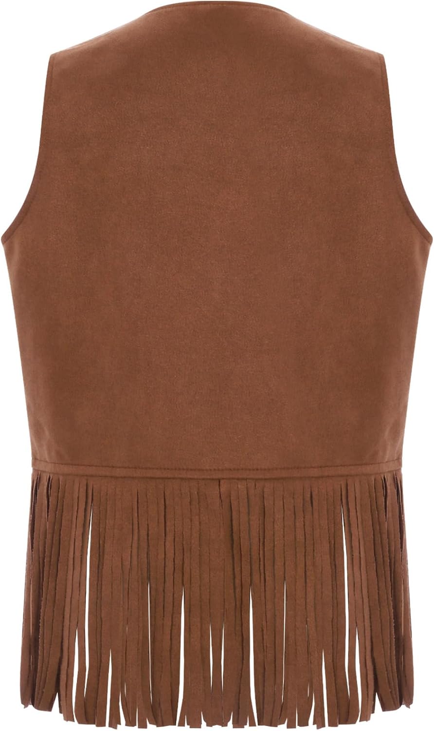 Kids Boys Girls Western Fringe Vest Faux Suede Waistcoat Cowboy Cowgirl Dance Wear