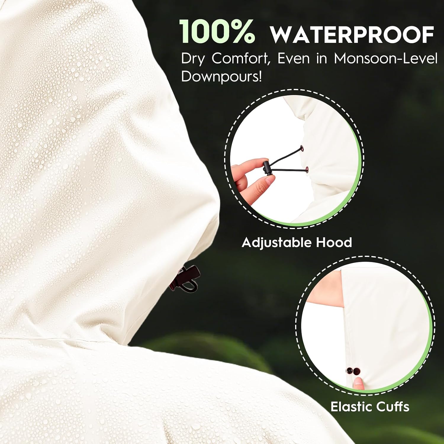 Bruvoalon 3-in-1 Rain Poncho with 1/4 Zip & Chest Pocket, Waterproof, Sunshade, Ground Mat for Adults & Youth Emergency