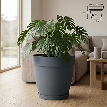 Mono Saks  Tabakl  Drenaj Delikli Izgaral  Plastik  i ek Saks s  Antrasit, 85 Litre