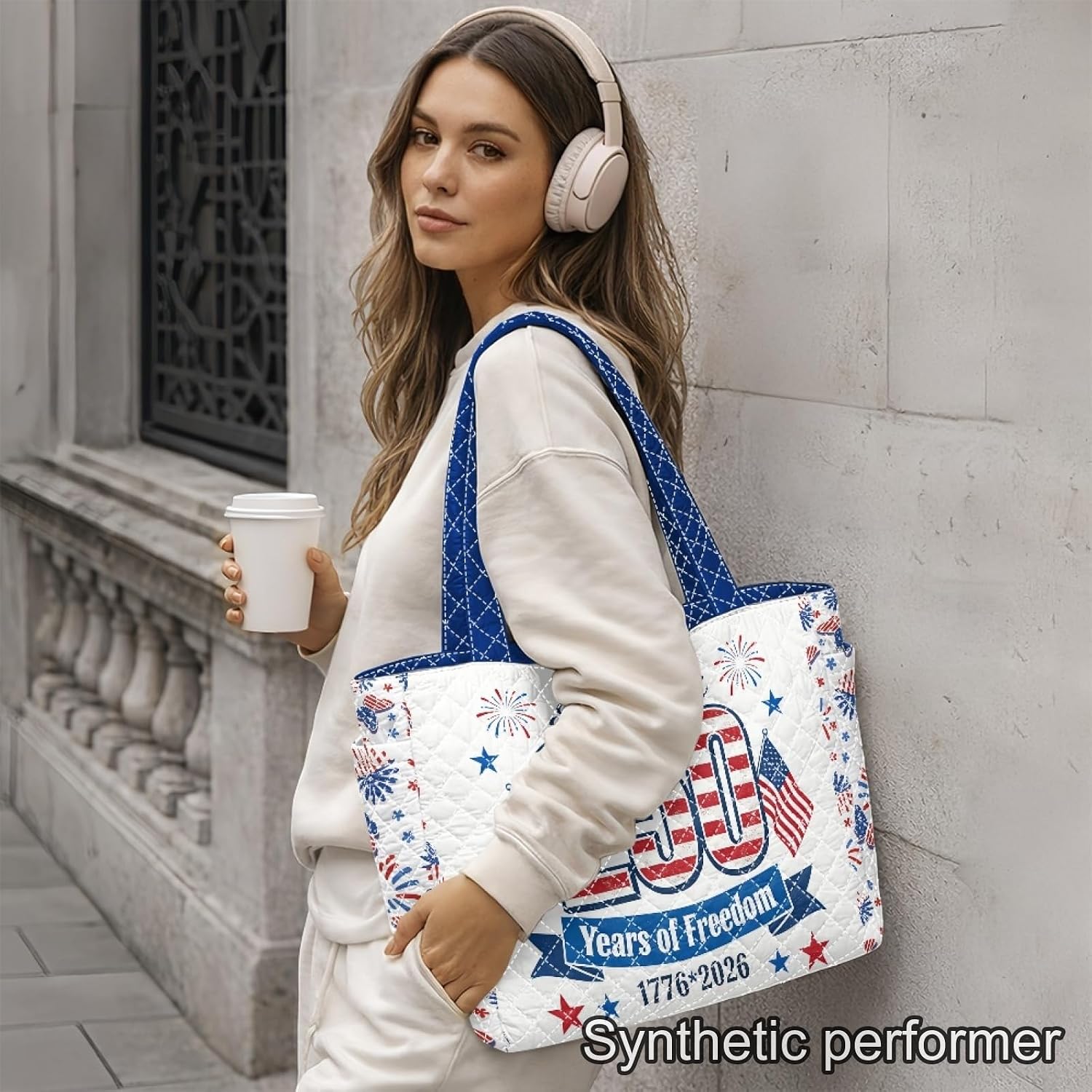 250 Years United State Reversible Quilted Tote Bag for Women Independence Day Gift