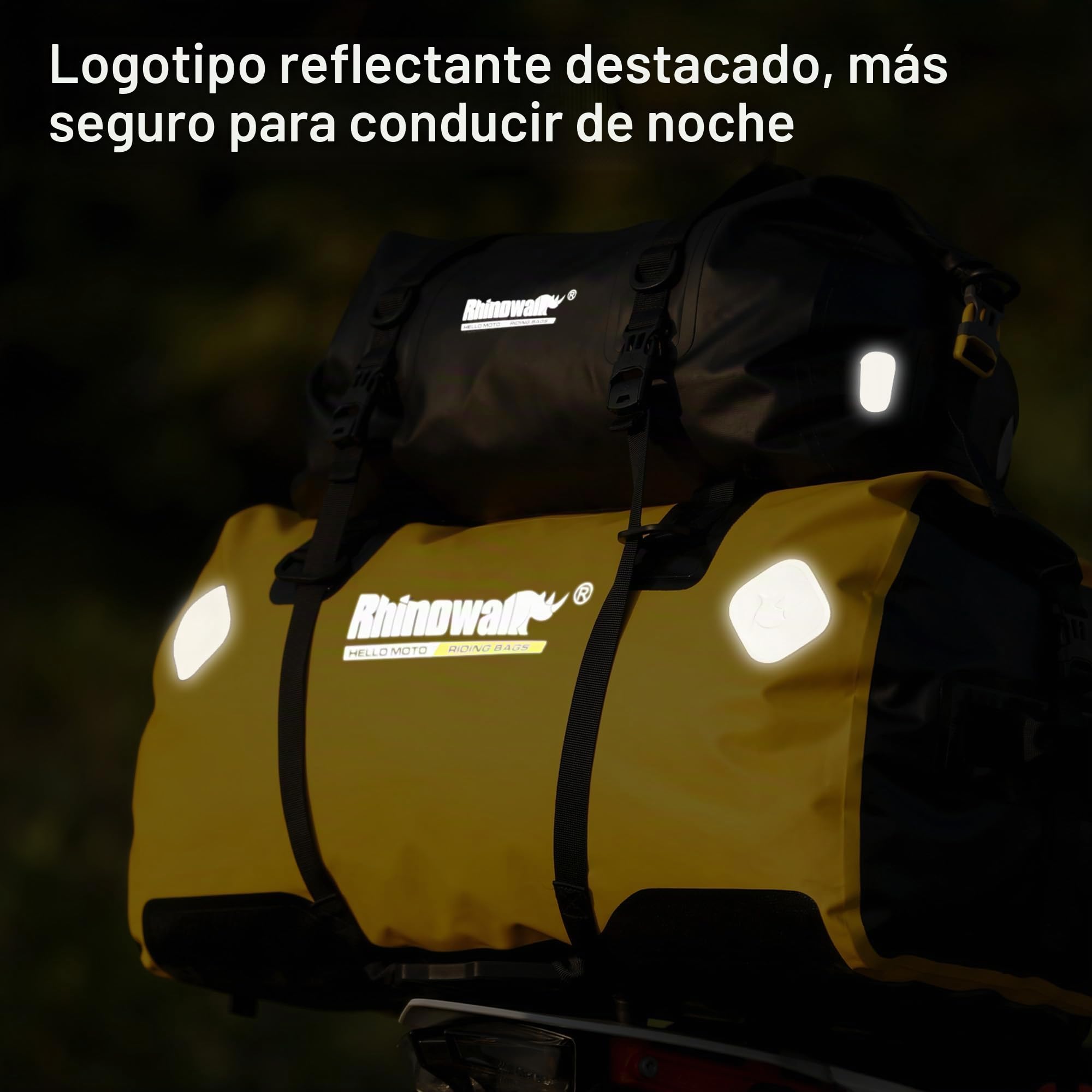 Rhinowalk Bolsa de viaje impermeable para moto, equipaje de viaje, bolsa de asiento de moto, bolsa para el maletero del coche, para camping, canotaje, bicicleta, 65 l, color negro