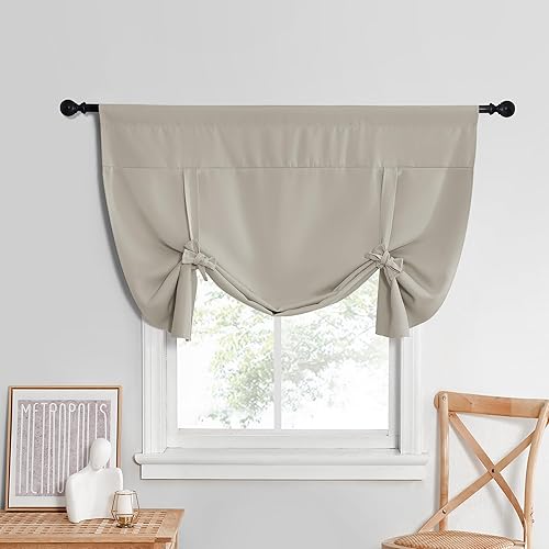 NICETOWN Cortinas opacas pequeñas para ventana de baño, cortinas aislantes térmicas para cocina, cortinas cortas con dobladillo para barra, 1