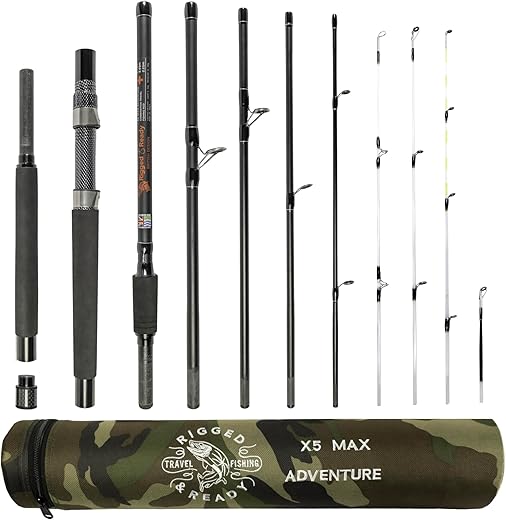 Rigged and Ready X5 Series Travel Fishing Rods Spin-Fly – X5 Rod & 2 reels Combination, X5 Rod, X5 Max Super Kompakte, multifunktionale Ruten, 4 Spitzen, 5 Techniken 1 Angelrute.