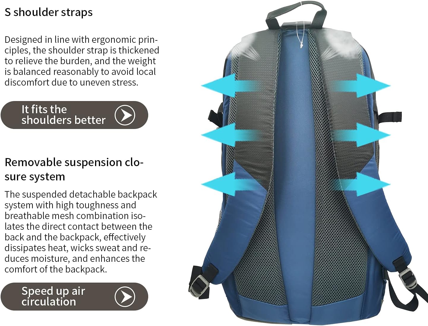 Ennoven Tavel Backpack for Men Women-Water Resistant LightWeight hiking Daypack, Suitable for Camping, Hiking, Travel : Sports & Outdoors