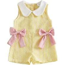 Toddler Baby Girl Summer Outfit Striped Jumpsuit Shorts Peter Pan Collar Sleeveless Overall Romper One Piece Clothes