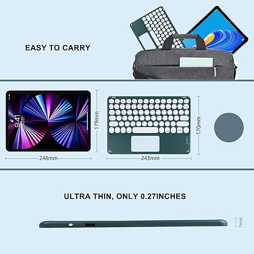 Miniatura 6 de Teclado inalámbrico con panel táctil, teclado Bluetooth recargable ultrafino mini con trackpad, teclas redondas para iPad proiPadiOSMac