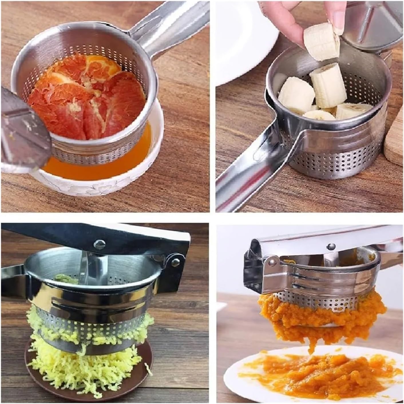 1set Potato Masher Kitchen Gadget Food Grade Stainless Steel Crusher Fruit And Vegetable Juicer Ergonomic Comfort Handle