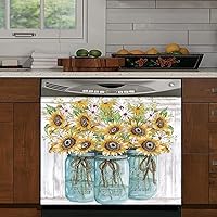 Vista 10 de Adhesivo decorativo retro con diseño de girasol para cocina, cubierta de lavavajillas, con texto en inglés "You are My Sunshine", para panel