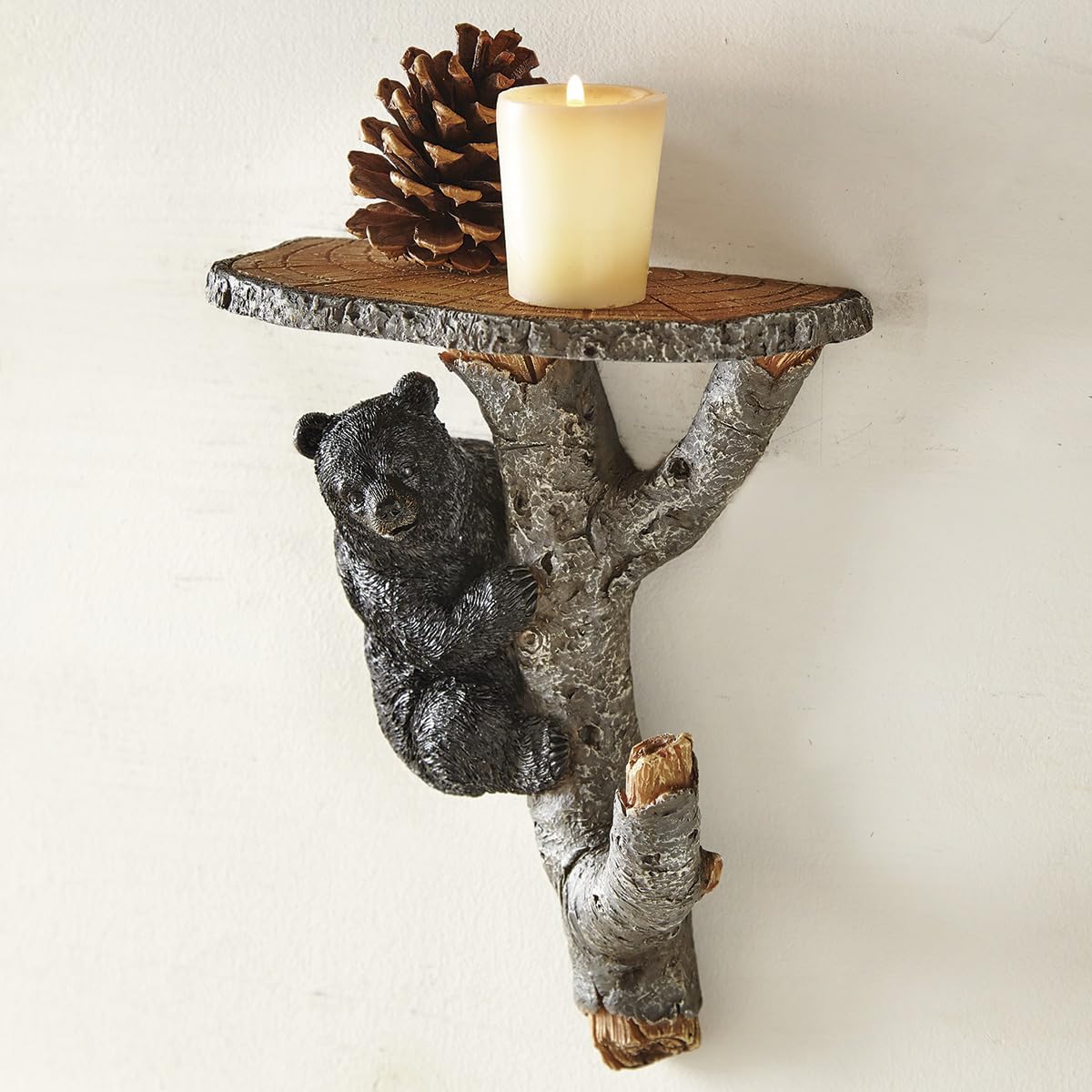 BLACK FOREST DECOR Bear Tree Branch Wall Shelf, Resin, 8" W x 3 1/2" D x 6 1/2" H