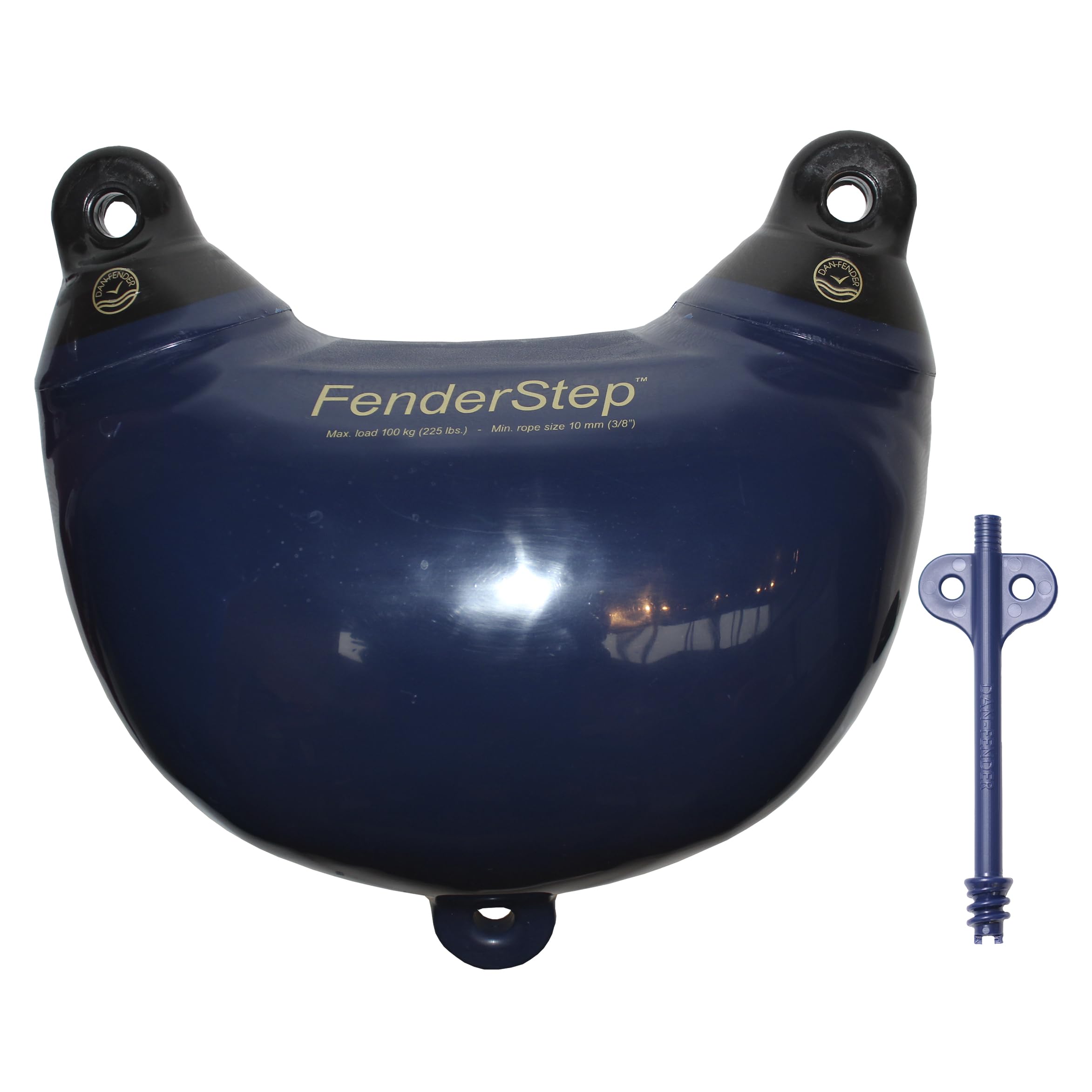 Dan Fender FenderStep - Multi-Purpose Boarding Step and Boat Fender – Easy Access Stepping Ladder & Bumper - Yacht, Pontoon & Boat Accessories for Docking (Navy Blue)