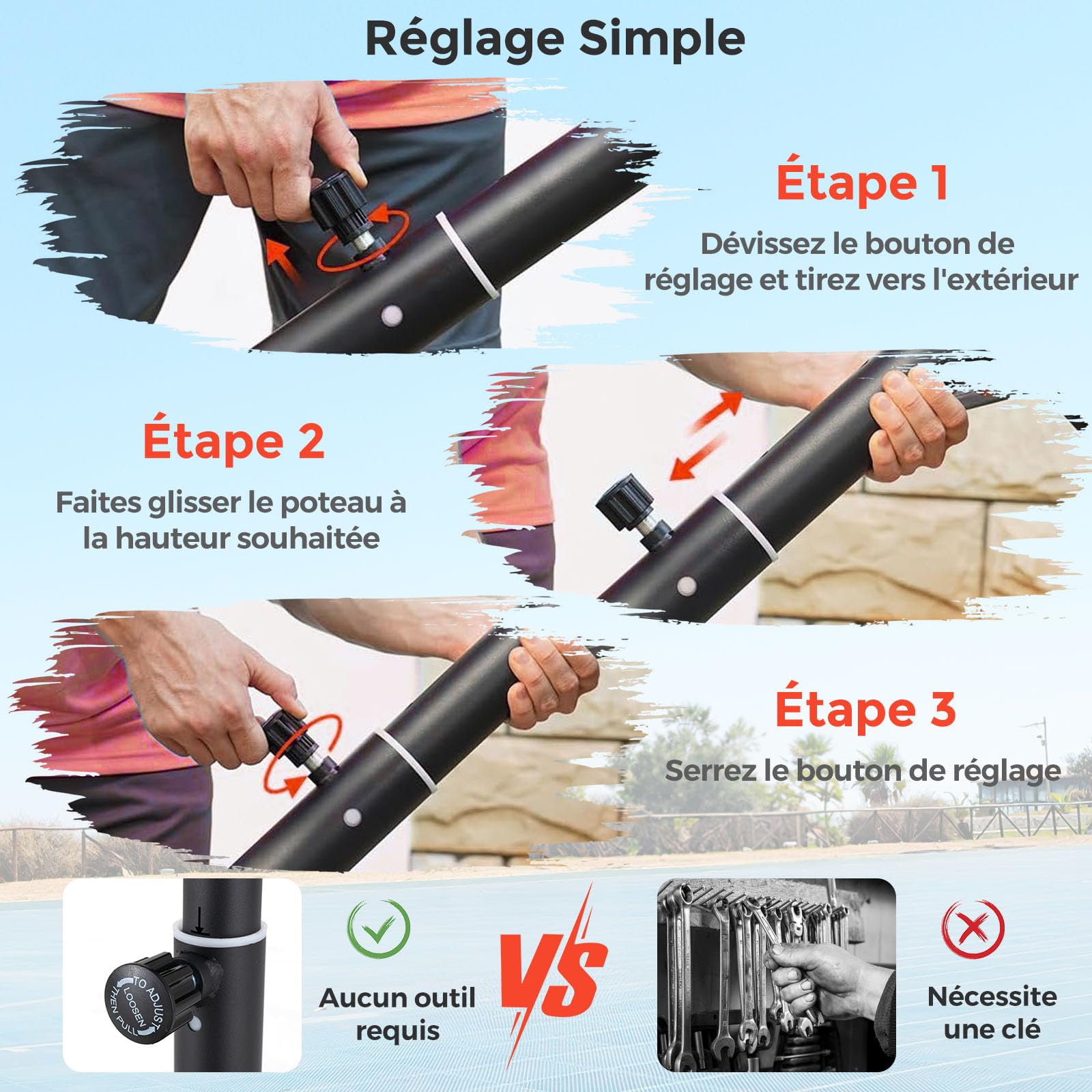 COSTWAY Panier de Basket-Ball Hauteur Réglable, Support de Basketball Mobile Extérieur avec Panneau Arrière Incassable Base Remplissable et Roues, pour Enfants