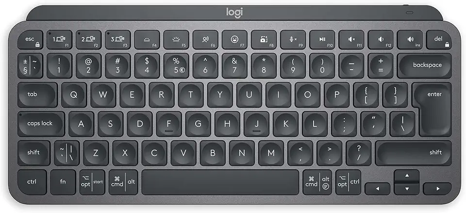 Teclado sem fio Logitech MX Keys Mini com Iluminação Inteligente, Conexão USB ou Bluetooth Easy-Switch para até 3 dispositivos e Bateria Recarregável - Grafite