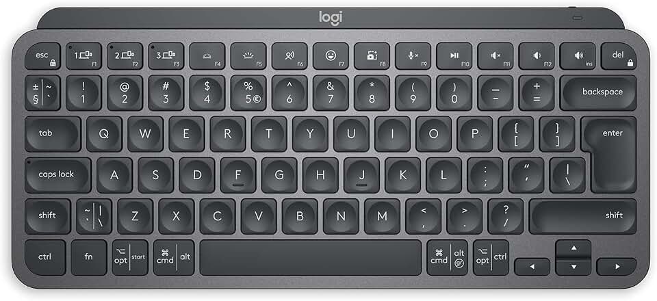 Teclado sem fio Logitech MX Keys Mini com Iluminação Inteligente, Conexão USB ou Bluetooth Easy-Switch para até 3 dispositivos e Bateria Recarregável - Grafite