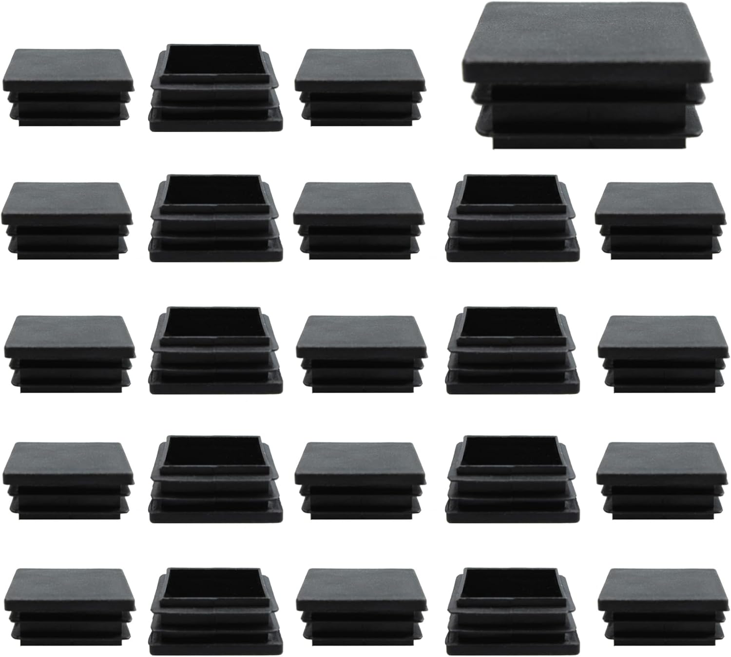 24PCS (1-1/2Inch)/38mm Square Plastic Hole Plug, Black Furniture Finishing Sliders, Square Pipe Tubing End Cap, Plastic Insert End Caps for Square Metal Tube