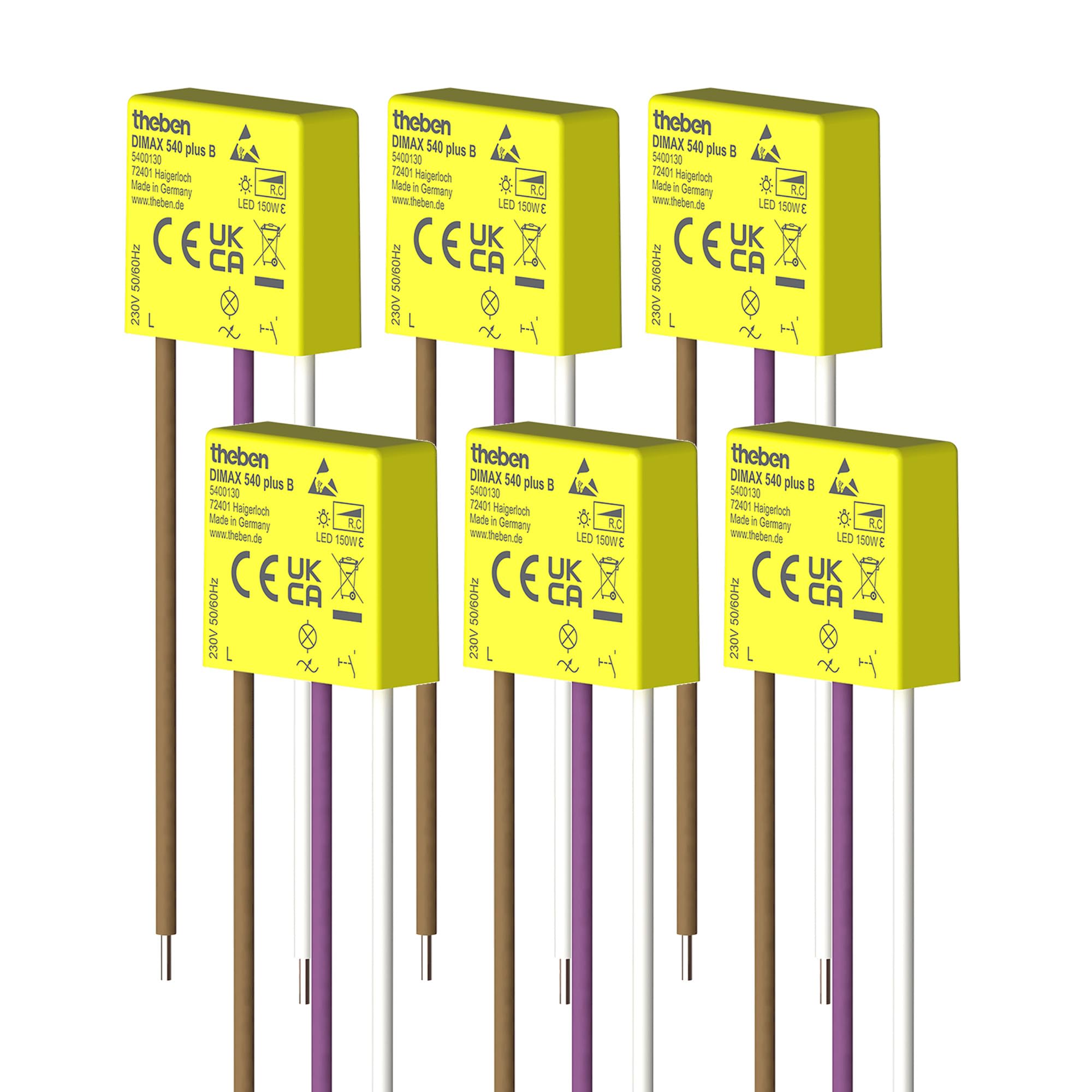 Theben Multipack 5400130 DIMAX 540 plus B, 6 Stück Mini Unterputz-Dimmer