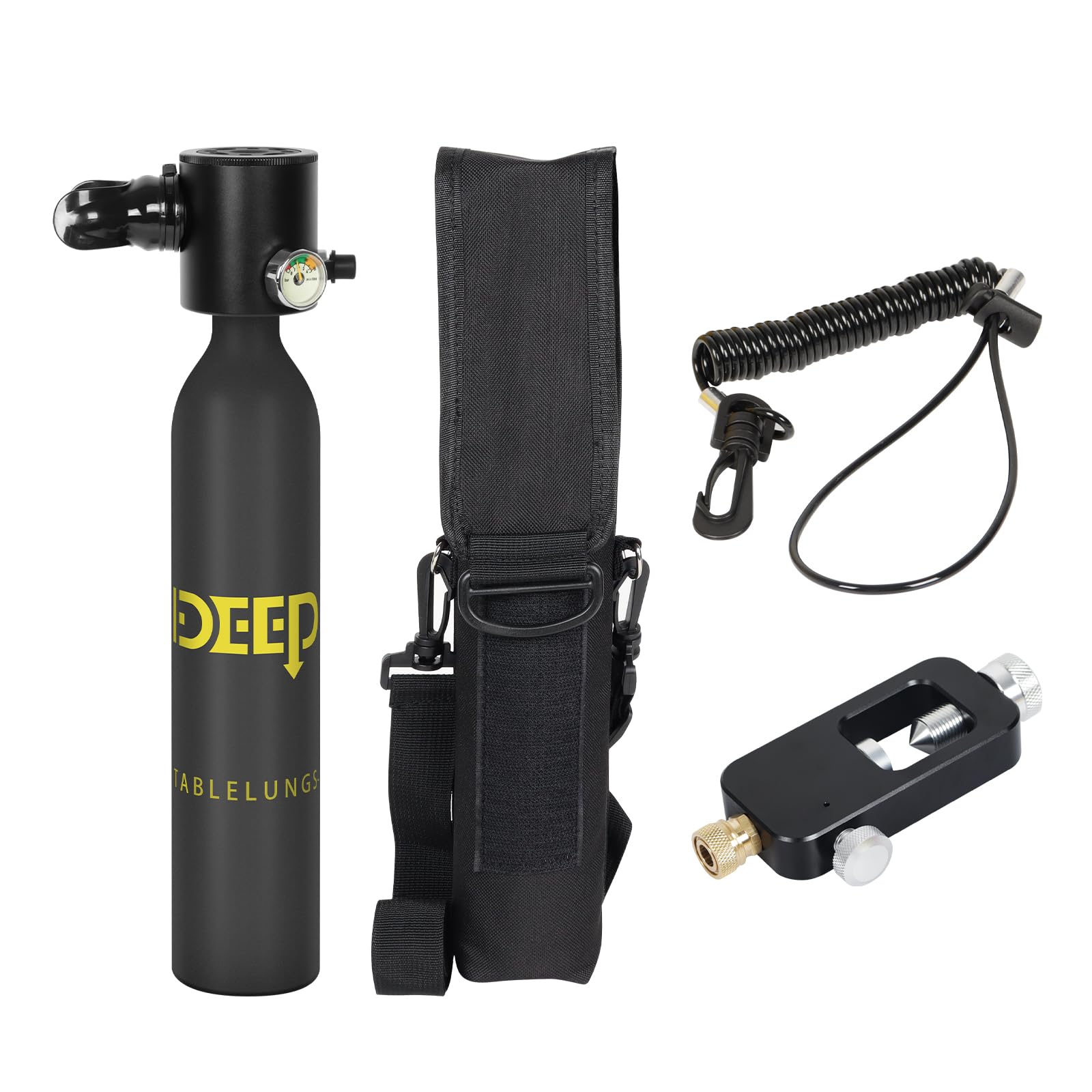 DIDEEP Scuba Tank Diving, 0.5L Capacity Mini Scuba Tank,Dive Portable Lungs for 7-10 Minutes Underwater Breathing, Diving Lung Tank Suitable for Emergency Rescue with Valve Converter
