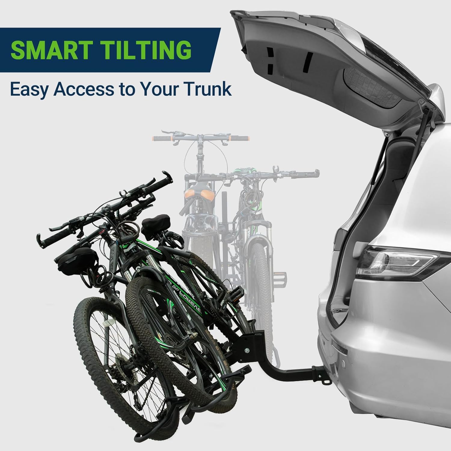 Bike Rack Hitch for Car 2 Bikes, Foldable & Tilt, Anti-wobble Easy Install for Heavy Mountain Ebike Fits 2" Receiver, 160 lbs Capacity, Fat Tire up to 5", Tow Hitch Mount for Truck SUV RV Trailer Jeep