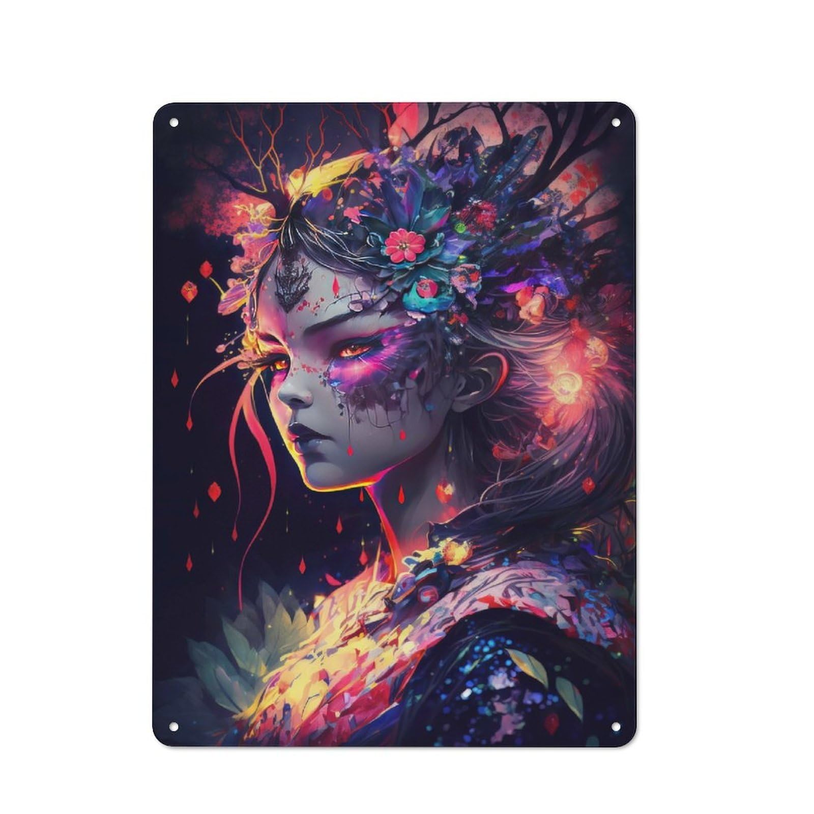 Vintage Tin Sign 40x30cm with Oiran Manga Girl V1 for Kitchen Or Home Bar, for Home Interiors, Feature Walls And Decorative Displays