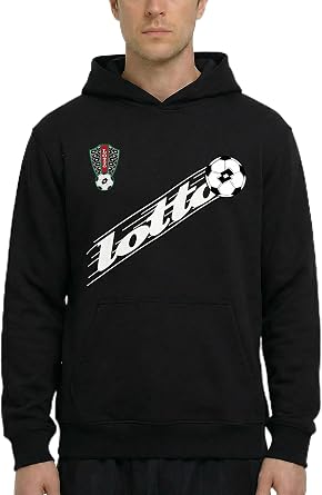 Lotto Mens Forza Pullover Hoody - 400gsm Organic Cotton Fleece - Heavyweight Football Graphic Sweatshirt