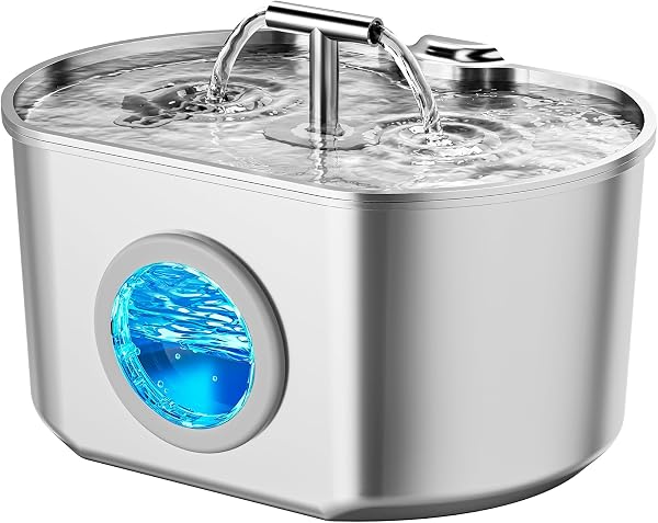 Cat Water Fountain Stainless Steel - Pet Drinking Fountain for Cats Indoor - Automatic Waters Dispenser with Watering Le