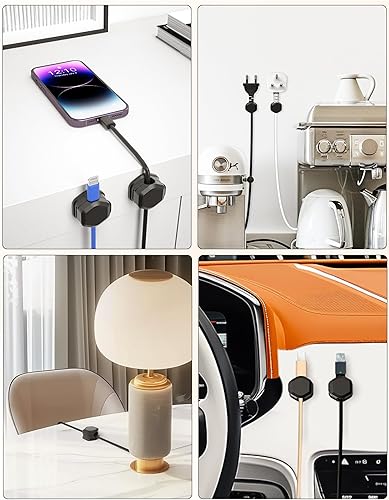 Miniatura 7 de Paquete de 8 organizadores de cables - Soporte de cable para mesita de noche - Clips para cables - Soporte para cable, organizador de cables