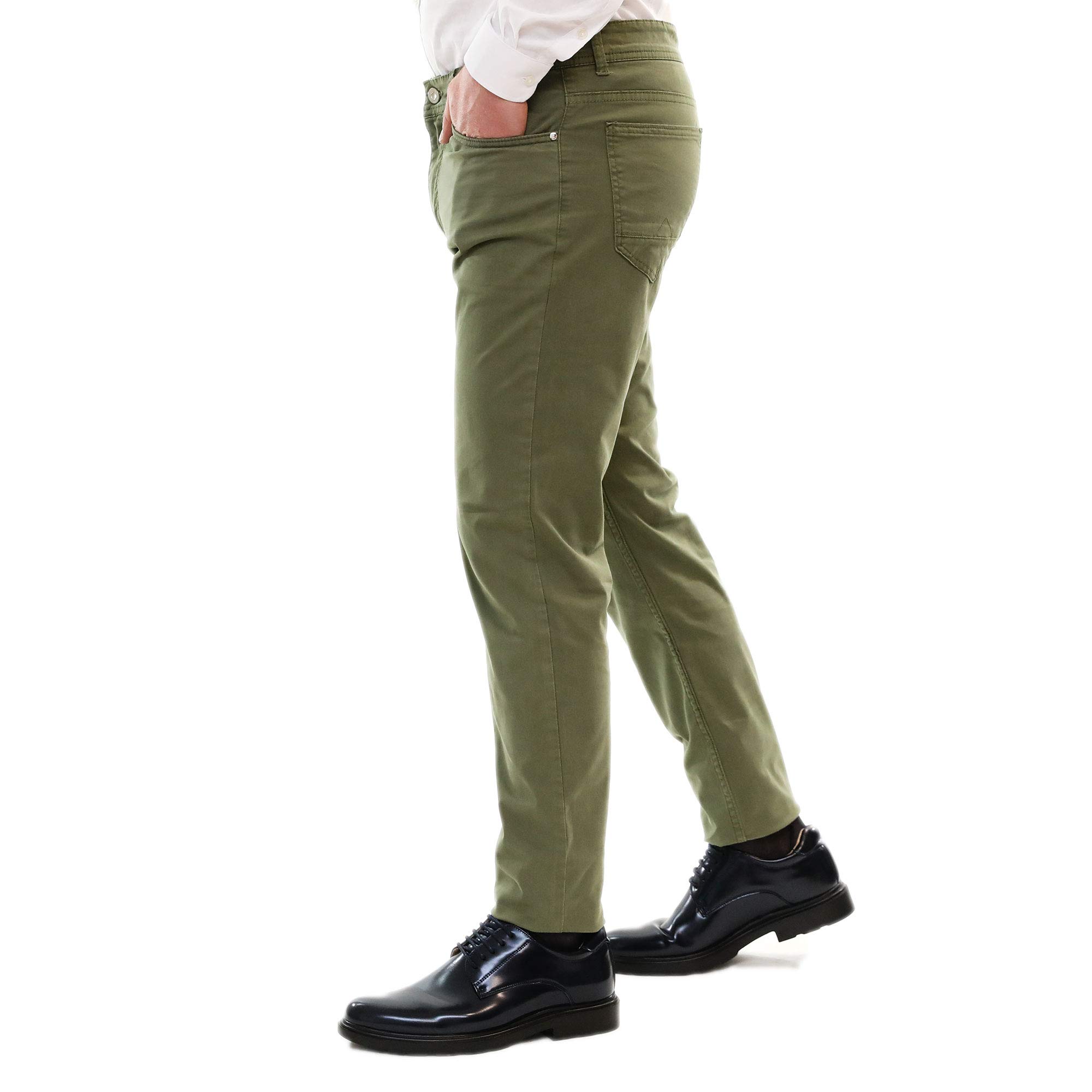 Pantalones Elegantes Hombre Ligero Chino Verde Pantalones Slim Fit Clásico, Verde, 46