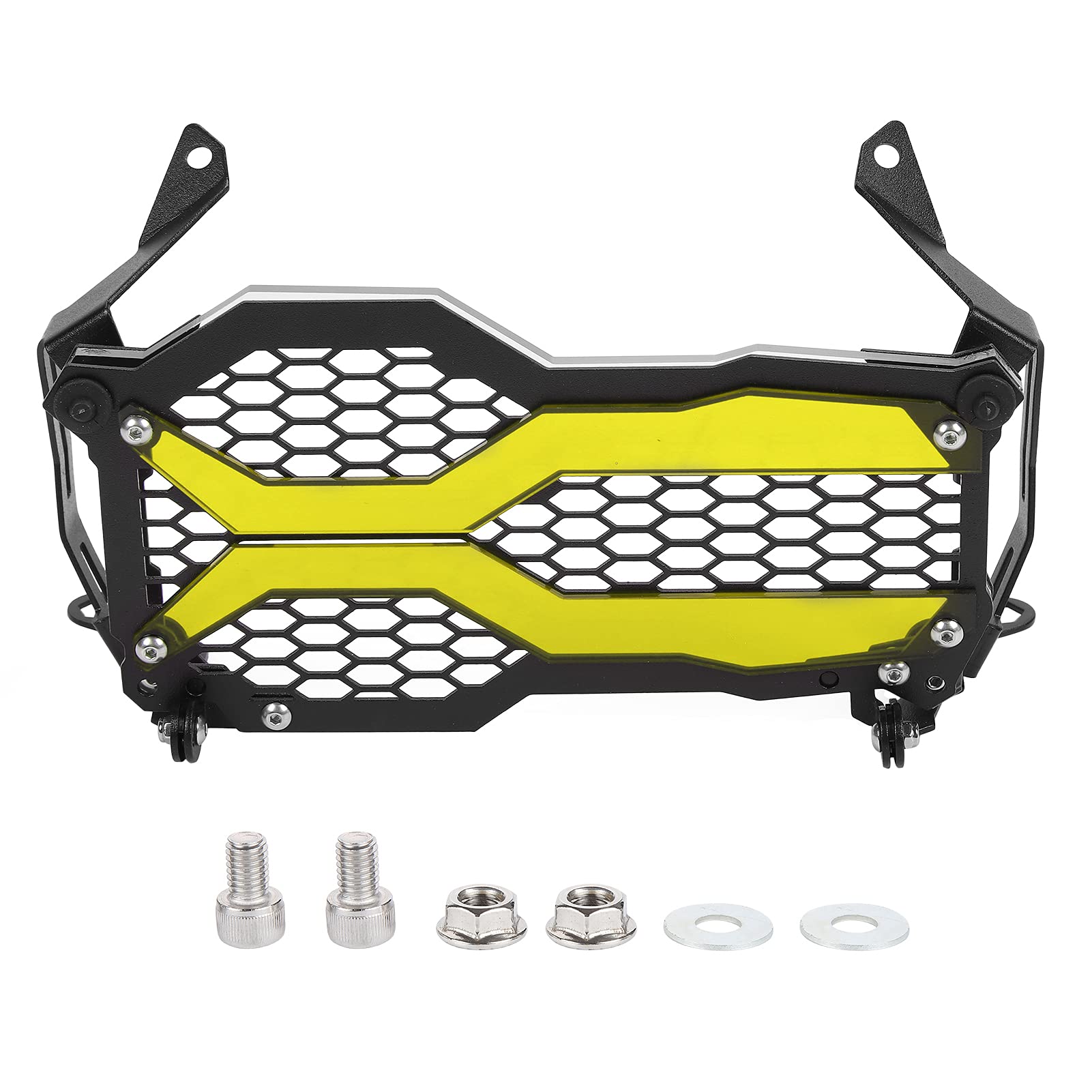 Protezione della luce anteriore, protezione della griglia del faro Sostituzione della guida sicura in acrilico in acciaio inossidabile per R1250GS ADV 2021 per moto(giallo)