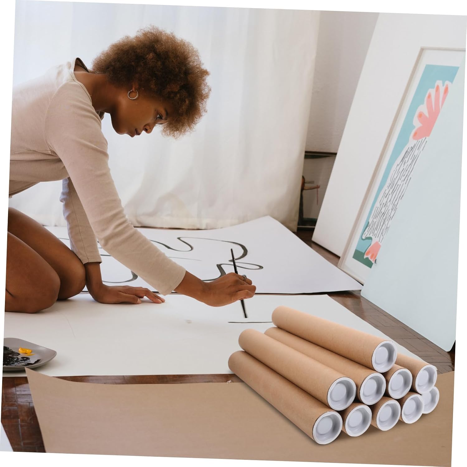 GANAZONO 10pcs Kraft Poster Mailing Tube with End Caps for Drawings