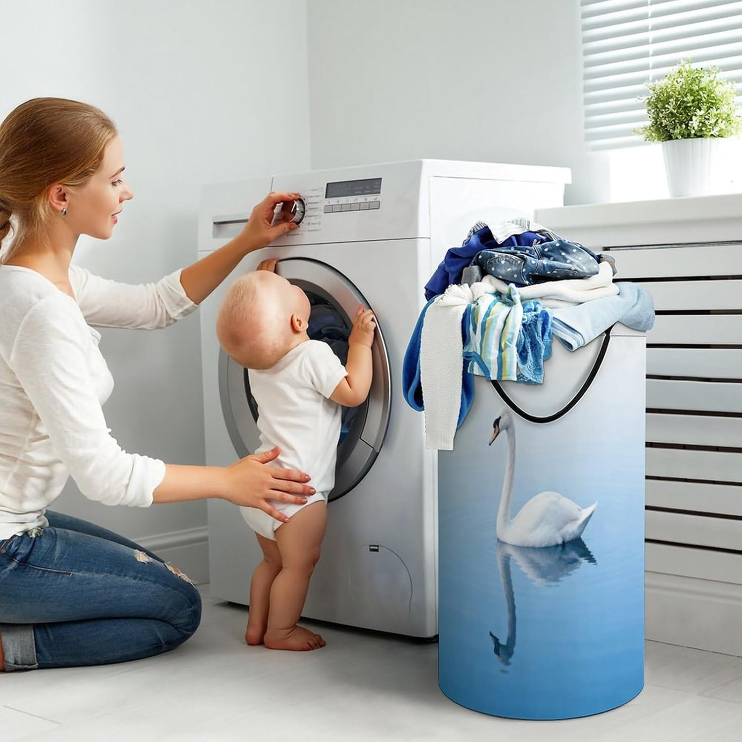 Dirty Clothes Basket Extra Large 110l Open Top Laundry Hamper With Portable Carry Handles, Foldable Waterproof Clothes Basket Spacious Laundry Bag For Bedroom Bathroom Laundry Room Dorm