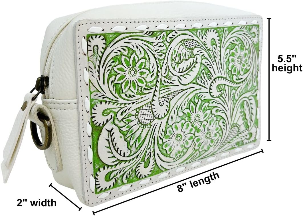 Myra Bag Western Hand-Tooled Leather Shoulder Bag for Women - Crossbody Floral Purse - Image 4
