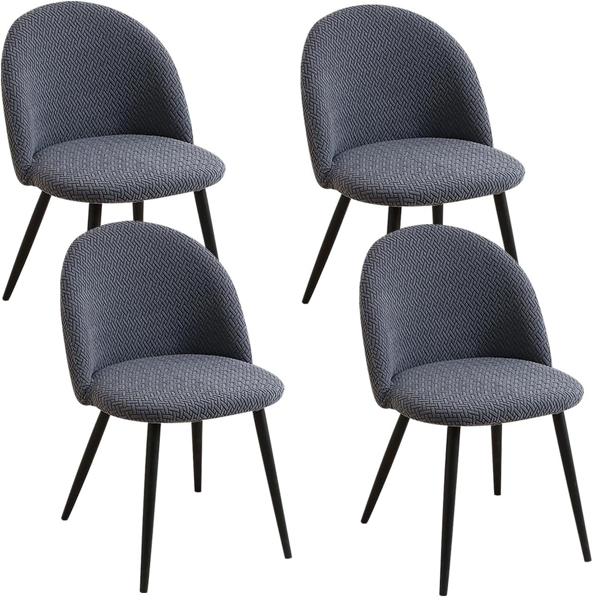 Mid Century Modern Dining Chair Covers Set of 4 Stretch Curved Back Dining Room Chair Slipovers Armless Round Back Chair Slipcovers for Kitchen Office Living Room Beige