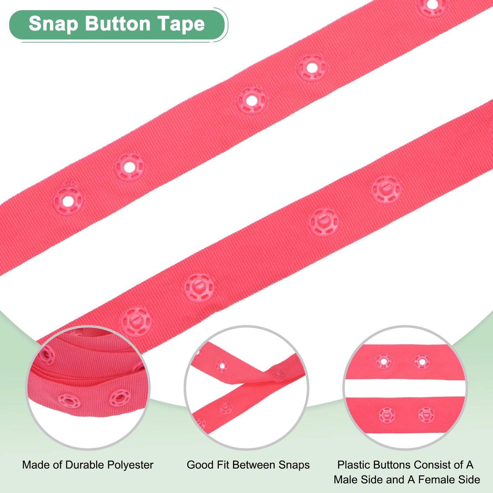 M METERXITY Plastic Snap Buttons, 2 Yards Plastic Snaps - Image 2