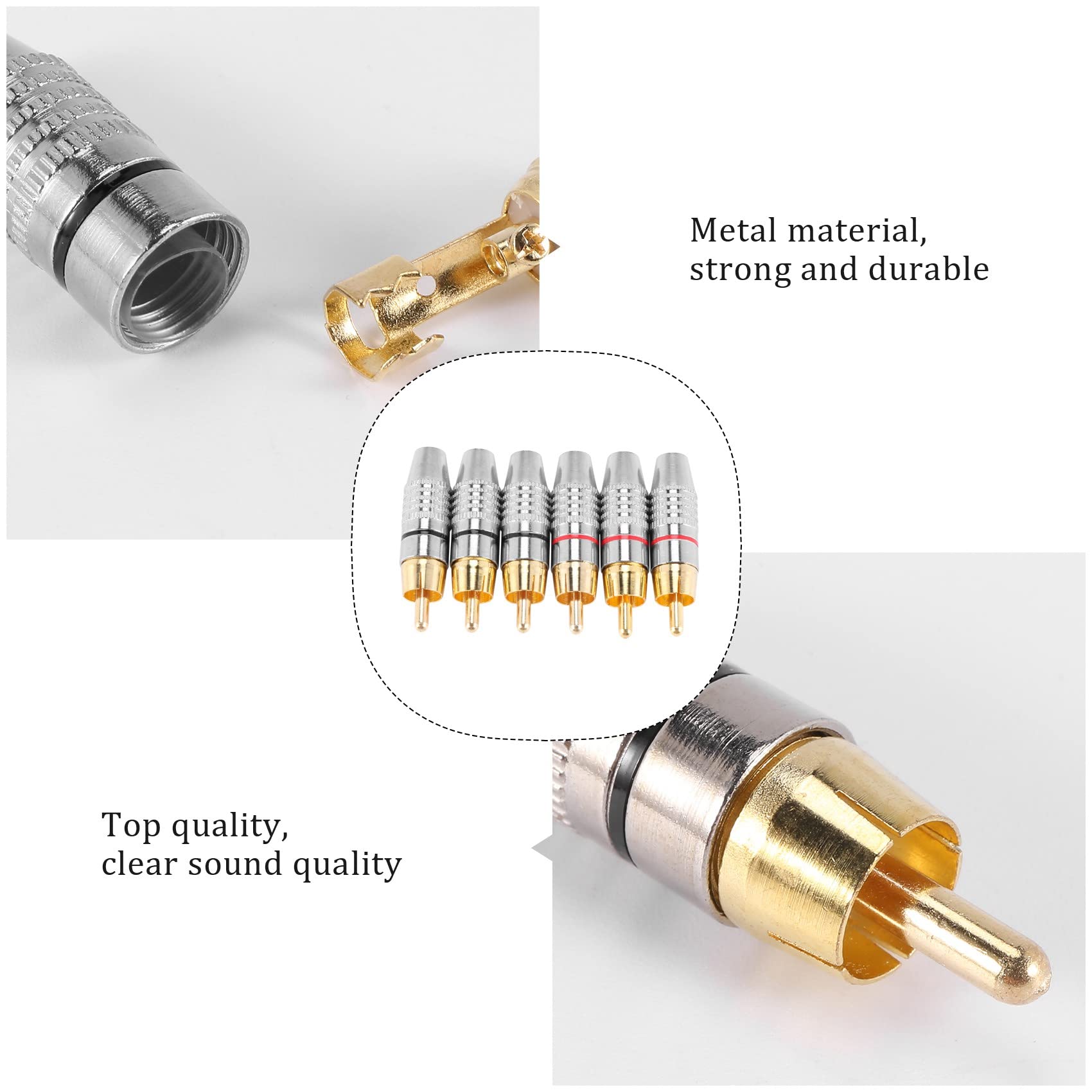 Adaptateur RCA Mâle Plaqué Or à Souder - Kenable GB8571 - Connectique Audio