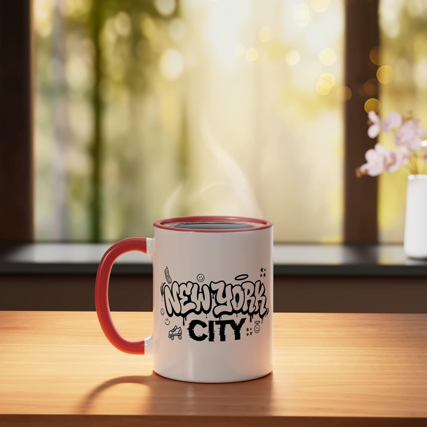New York City, New York Ceramic Mug, Red/White - Image 3