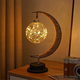 New The Enchanted Lunar Lamp - LED Moon Lamp Kids Night Light Galaxy Lamp,Hanging Moon Lamp , apple christmas lights, handmade twine, iron night light, Remembrance Gift for Home Decorations,Warm,B ball