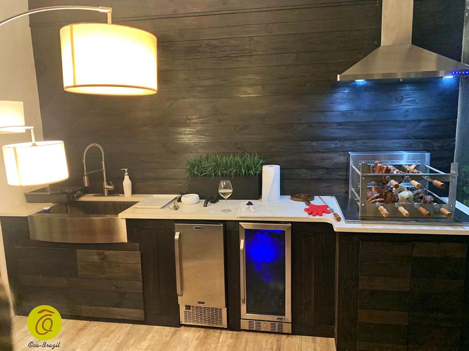 Brazilian BBQ Charcoal Grill - 07 Skewers - Rotisserie System - Oca-Brazil