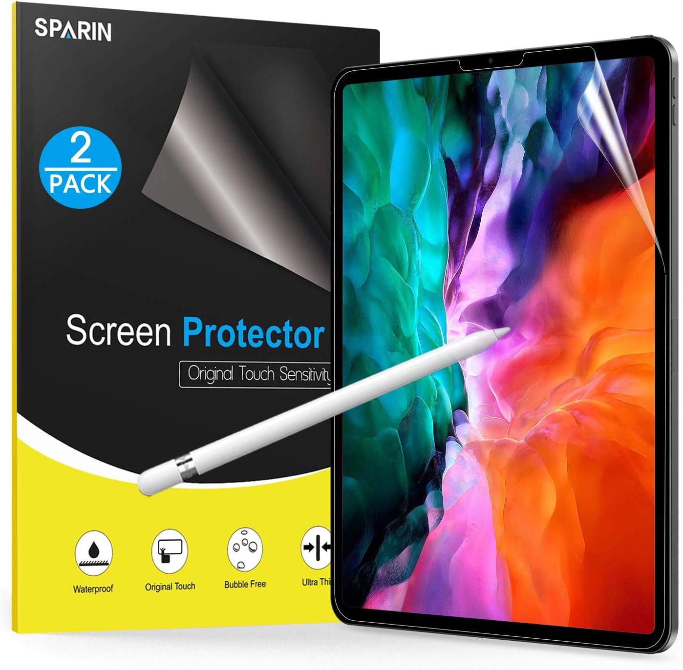 SPARIN 2 Pack Matte Screen Protector Compatible with iPad Pro 11 Inch, Write Like on the Paper, High Sensitivity, Compatible with Apple Pencil