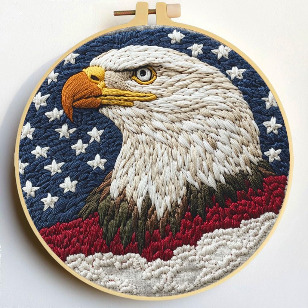 Punch Needle Kits Eagle and Flag 20x20cm-4