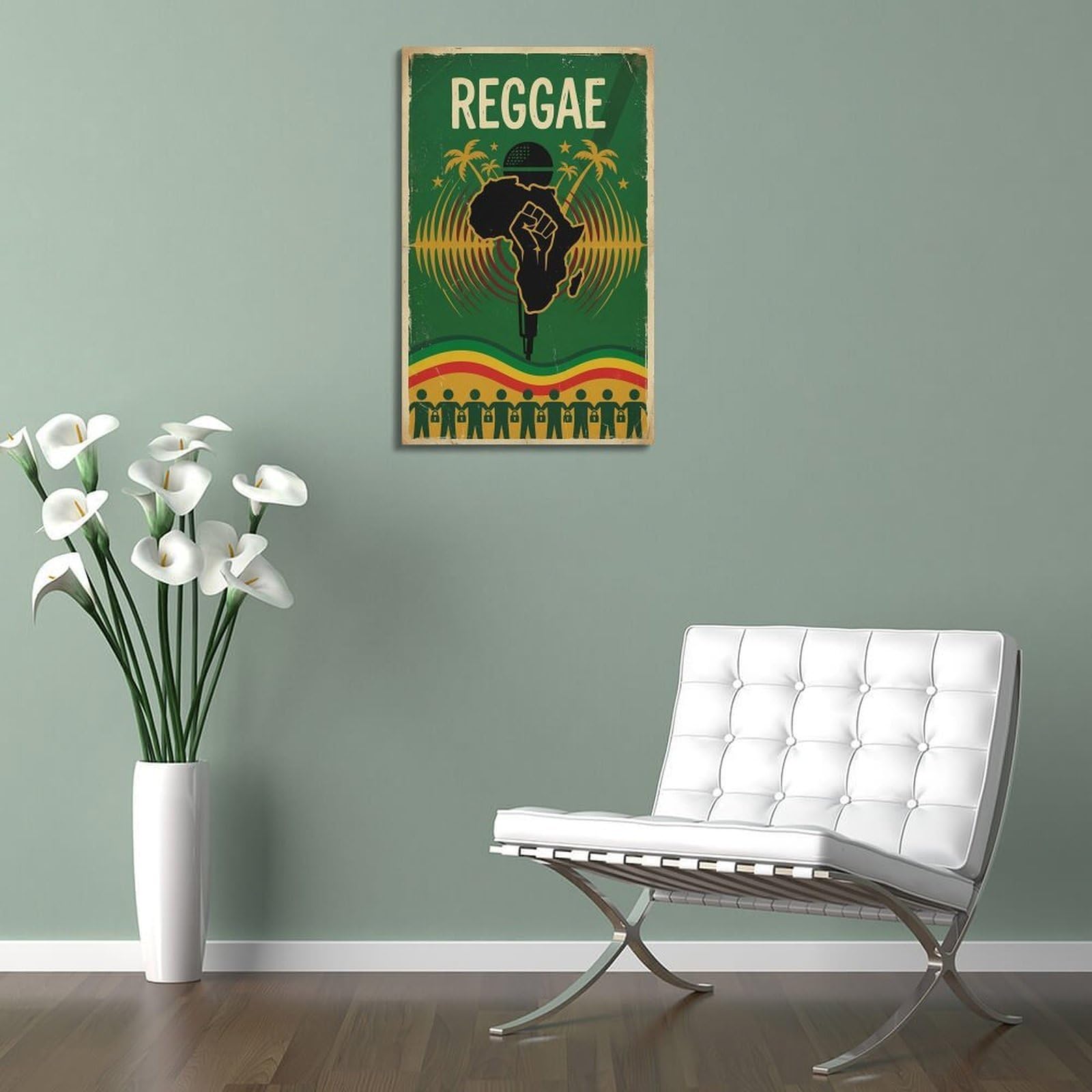 XKUGA Poster con stampa moderna su tela con mappa dell'Africa e radici del pugno, reggae, decorazione artistica da parete ideale per famiglia, grotta degli uomini, sala giochi, camera da letto di