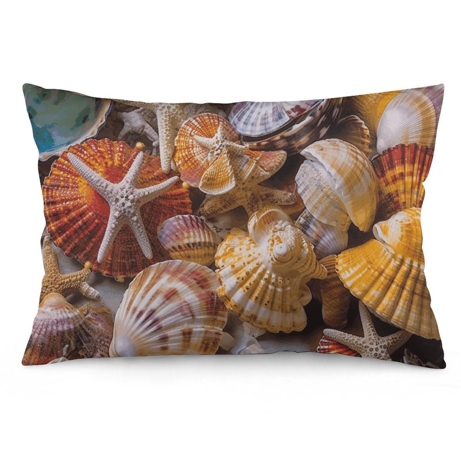 2 Pack Pillow Cases for Hair and Skin, Soft Breathable Pillow Case Covers with Hidden Zipper, Sea Shell Treasures Pillowcase 12 "x20 Pillow Covers for Sleeping Gift