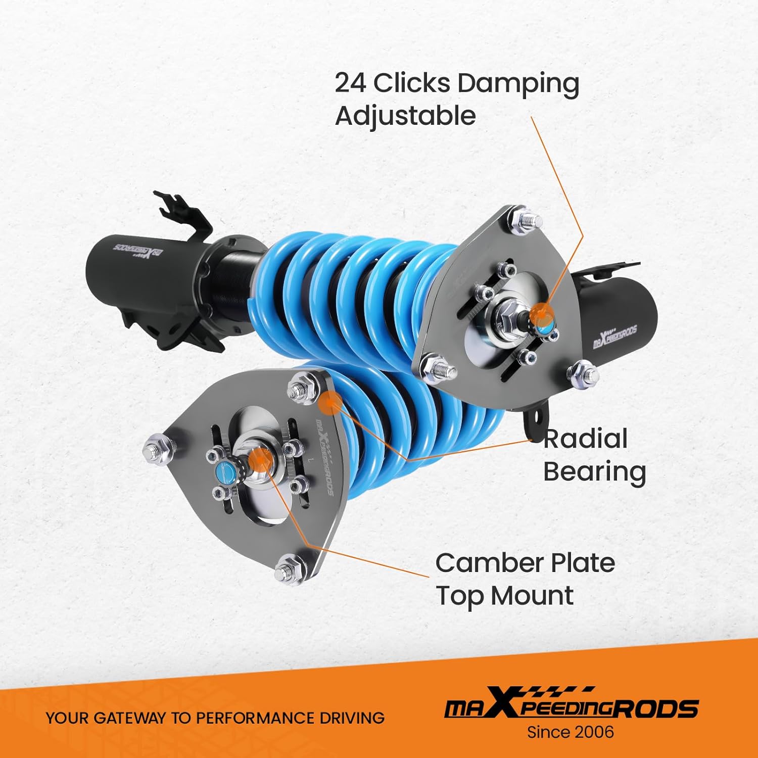 maXpeedingrods Coilover for Toyota Rav4 2006-2012, 24 Levels Damper Adjustable Coilovers Suspension Kit Strut, Ride Height Adjustment T6 Upgraded Lowering Kits Blue