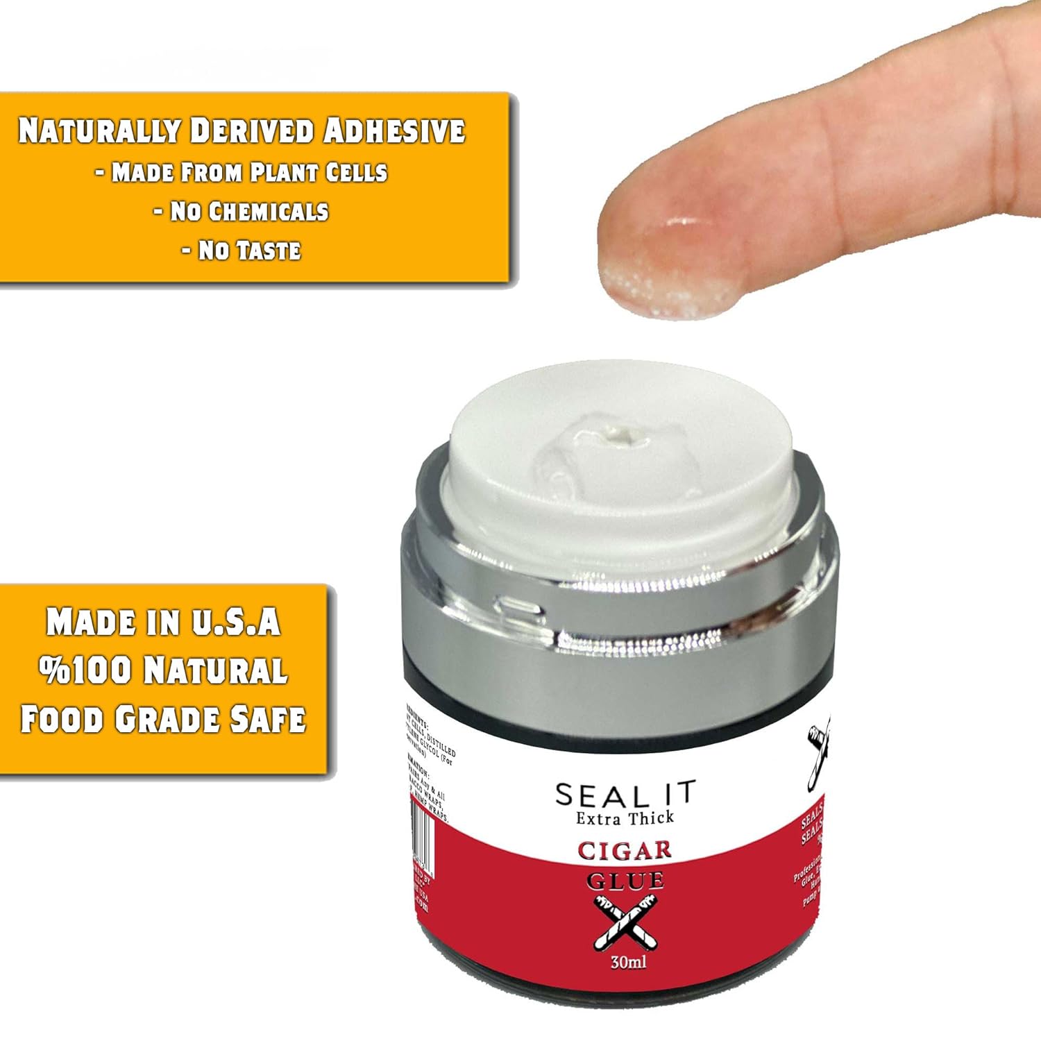 Seal IT Cigar Glue 30ml Extra Thick- Hand Roller Edition (Cigar Sealer, Cigar Repair) Push Top Pump Action Bottle- 1 Pack